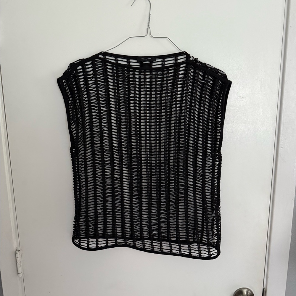 Calliope Black Mesh Knit Top